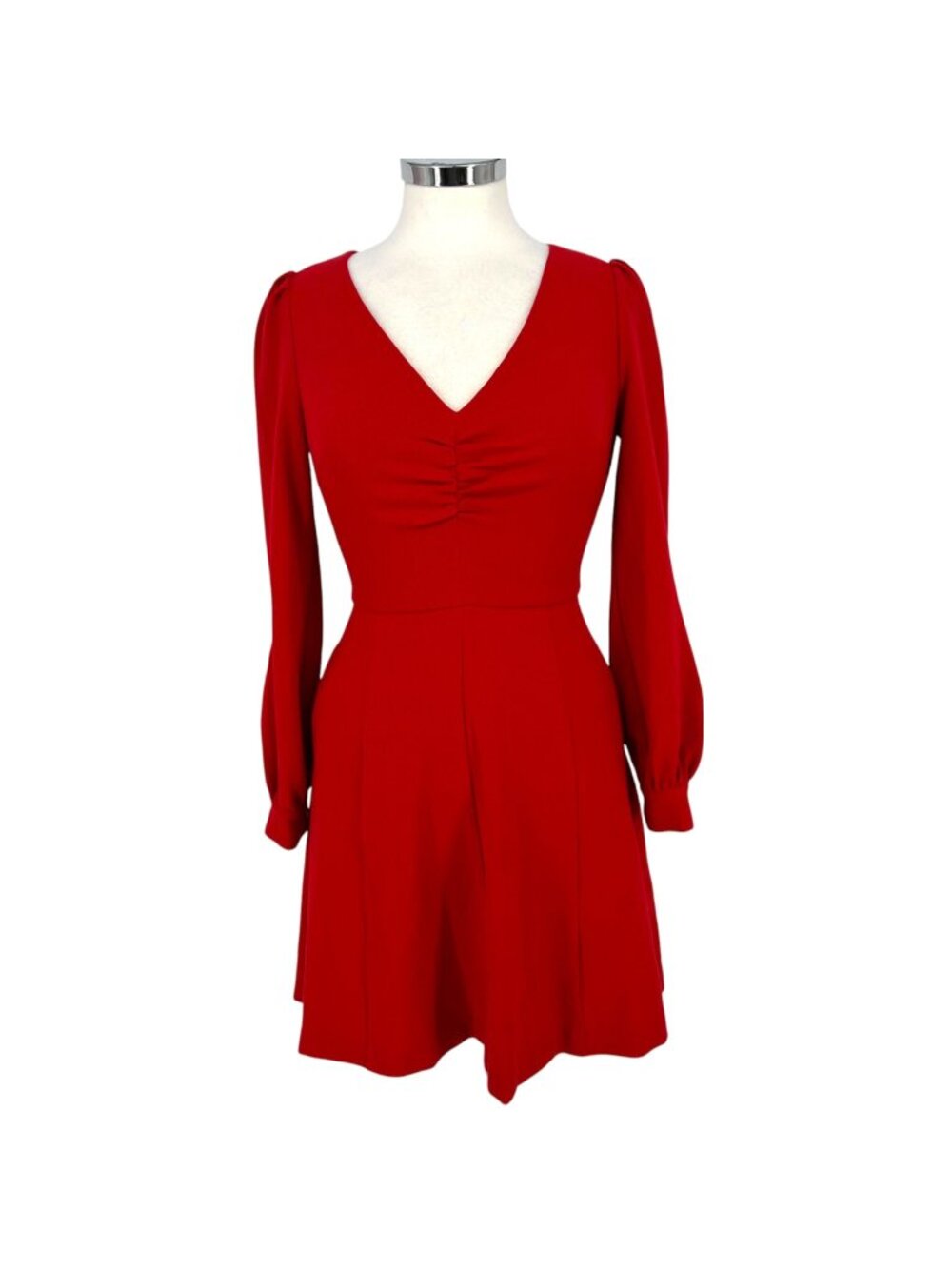 FRNCH Aldina A-Line V-Neck Mini Dress Red Size XS NWT
